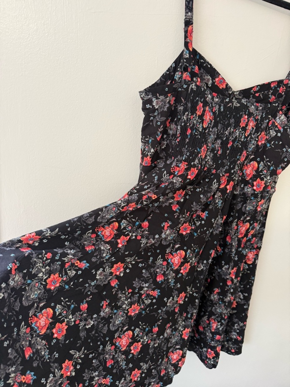 Torrid - Black Floral Skater Dress Smocked Sleeveless Summer NWOT Size 1 (16/18) - Picture 15 of 15